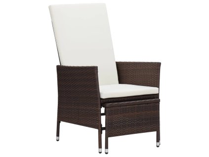 vidaXL Sklápacie záhradné kreslo s podložkami polyratan hnedé