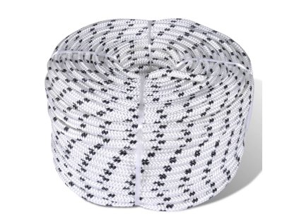 vidaXL Spletané lodné lano biele 6 mm 250 m polyester