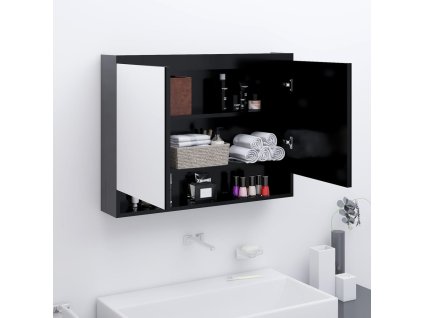 vidaXL Kúpeľňová zrkadlová skrinka 80x15x60 cm MDF antracitová
