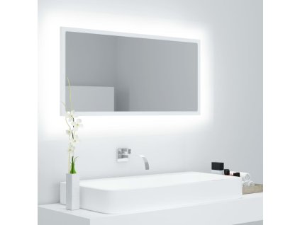 vidaXL Kúpeľňové zrkadlo s LED, biele 90x8,5x37 cm, akryl