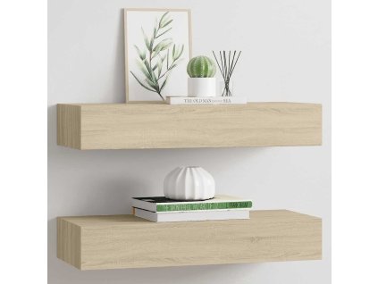vidaXL Nástenné zásuvkové police 2 ks farba dubu 60x23,5x10 cm MDF