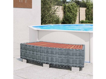 vidaXL Schodík k vírivke, sivý, polyratan 92x45x25 cm