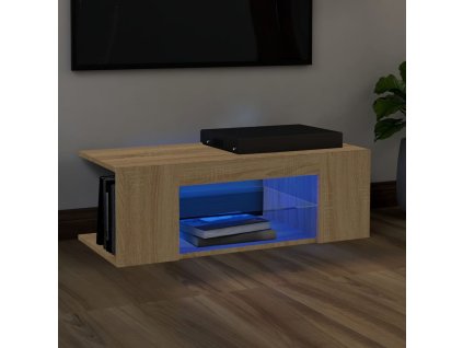 vidaXL TV skrinka s LED svetlami dub sonoma 90x39x30 cm