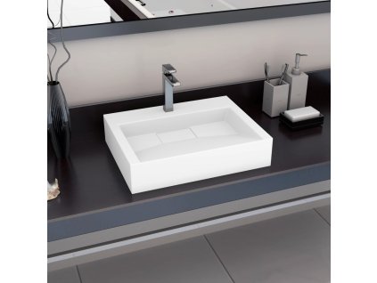 vidaXL Umývadlo z minerálneho/mramoroveho odliatku 60x38x11 cm biele