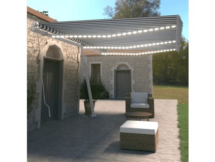 vidaXL Ručne zaťahovacia markíza s LED 600x350 cm modrá a biela