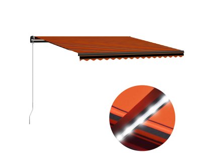 vidaXL Ručne zaťahovacia markíza s LED 450x300 cm oranžovo-hnedá