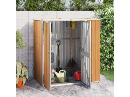 vidaXL Záhradná kôlňa na náradie hnedá 161x89x161 cm pozinkovaná oceľ