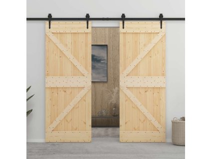 vidaXL Posuvné dvere so sadou kovania 80x210 cm borovicový masív