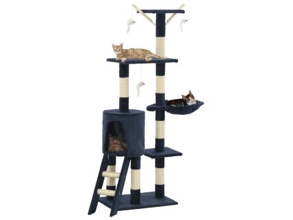 vidaXL Škrabadlo pre mačky so sisalovými stĺpikmi 138cm tmavomodré