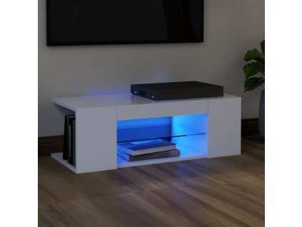 vidaXL TV skrinka s LED svetlami biela 90x39x30 cm