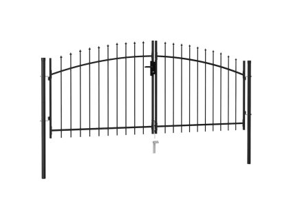 vidaXL Dvojkrídlová plotová brána s hrotmi, oceľ 3x1,25 m, čierna