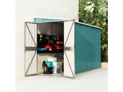 vidaXL Nástenná záhradná kôlňa zelená 118x288x178 cm pozinkovaná oceľ