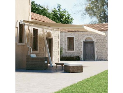 vidaXL Samostatne stojaca automatická markíza 450x300 cm krémová