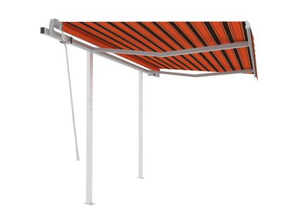 vidaXL Ručne zaťahovacia markíza so stĺpikmi 3x2,5 m oranžovo-hnedá