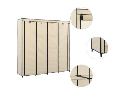 vidaXL Šatník so 4 priehradkami krémový 175x45x170 cm