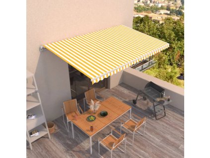 vidaXL Ručne zaťahovacia markíza 500x300 cm žltá a biela