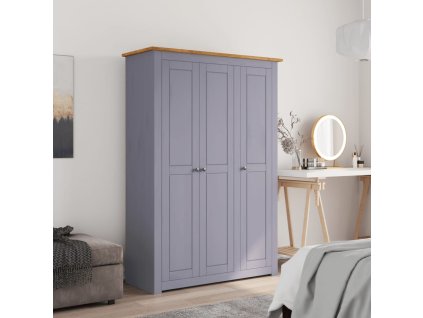 vidaXL 3-dverový šatník sivý 118x50x171,5 cm borovicové drevo Panama Range