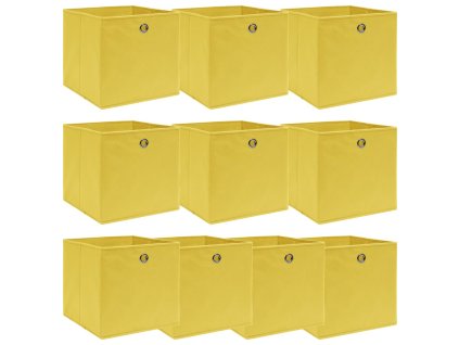 vidaXL Úložné boxy 10 ks, žlté 32x32x32 cm, látka