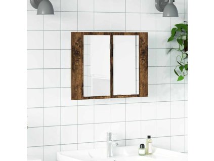 vidaXL LED zrkadlová skrinka dymový dub 60x12x45 cm spracované drevo