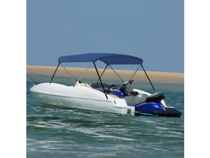 vidaXL Strieška Bimini s 2 oblúkmi námornícka modrá 180x130x110 cm
