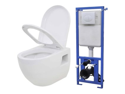 vidaXL Závesná toaleta/WC s podomietkovou nádržkou, keramická, biela