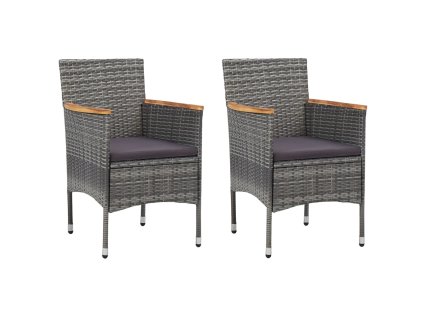 vidaXL Záhradné jedálenské stoličky 2 ks sivé polyratanové