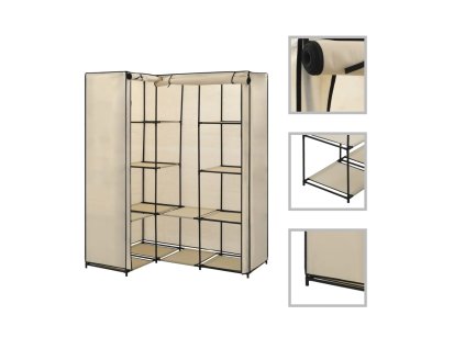 vidaXL Rohový šatník krémový 130x87x169 cm