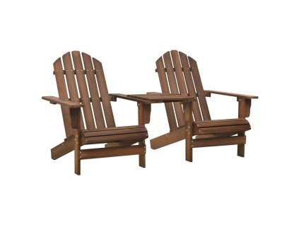 vidaXL Záhradné stoličky Adirondack+stolík, jedľový masív, hnedé