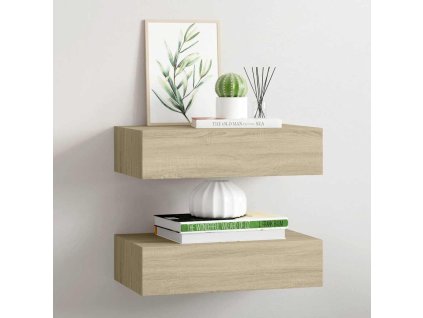 vidaXL Zásuvkové police nástenné 2 ks dubové 40x23,5x10 cm MDF