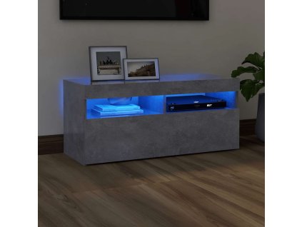 vidaXL TV skrinka s LED svetlami betónovo-sivá 90x35x40 cm