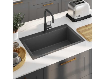 vidaXL Ručne vyrobený kuchynský drez, čierny, nehrdzavejúca oceľ