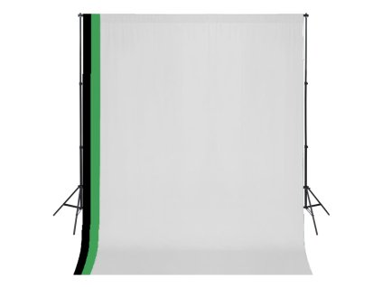 vidaXL Fotografické vybavenie, 3 pozadia, bavlna,nastaviteľný rám 3x3m