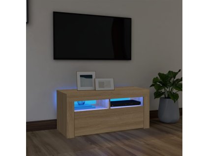 vidaXL TV skrinka s LED svetlami dub sonoma 90x35x40 cm