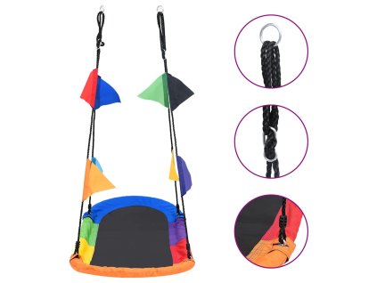 vidaXL Hojdacie hniezdo s vlajkami 165x70 cm