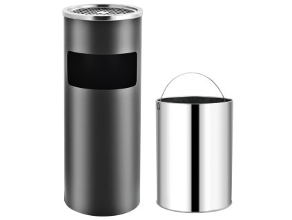 vidaXL Hotelový odpadkový kôš s popolníkom sivý oceľový 30 l