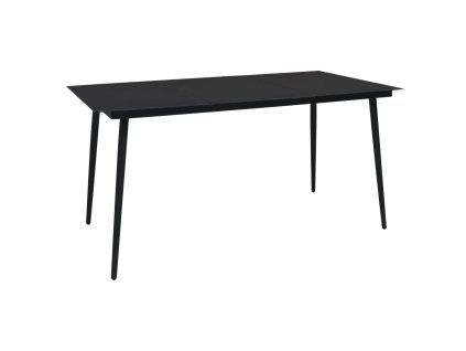 vidaXL Záhradný jedálenský stôl čierny 150x80x74 cm oceľ a sklo