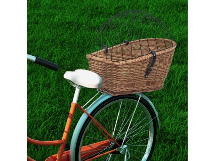 vidaXL Kôš na zadný nosič bicykla s krytom 55x31x36 cm, prírodná vŕba