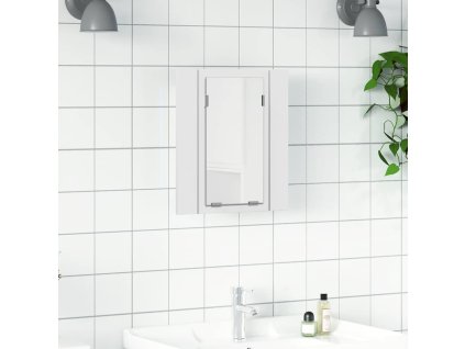 vidaXL Kúpeľňová skrinka s LED a zrkadlom, biela 40x12x45 cm, akryl