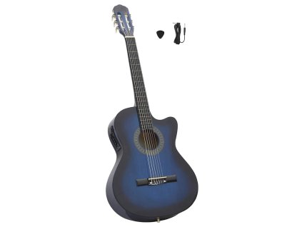 vidaXL Folková klasická gitara s výrezom, ekvalizér, 6 strún, modrá