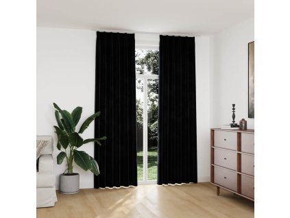 vidaXL Zatemňovacie závesy 2 ks s háčikmi, zamat, čierne 140x245 cm