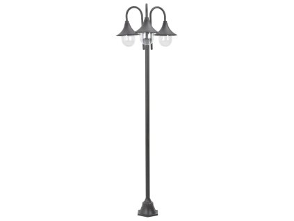 vidaXL Záhradná stĺpová lampa E27 220 cm hliníková 3-lampáše bronzová