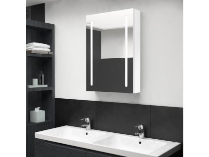 vidaXL LED kúpeľňová zrkadlová skrinka žiarivá biela 50x13x70 cm
