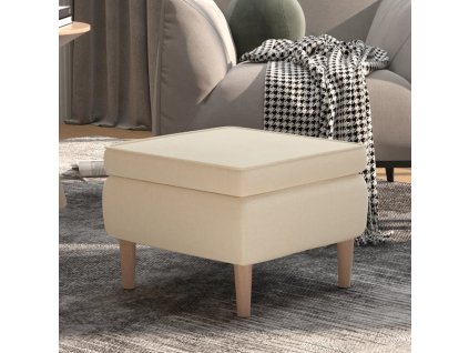 vidaXL Taburetka s drevenými nohami krémová látková