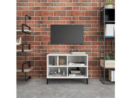 vidaXL TV stolík nohy z kovu biely 69,5x30x50 cm