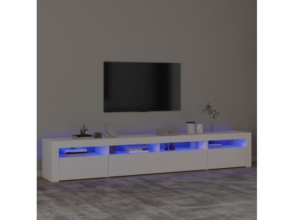 vidaXL TV skrinka s LED svetlami biela 240x35x40 cm