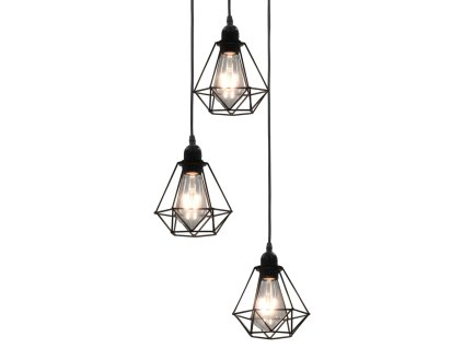 vidaXL Stropná lampa s diamantovým dizajnom, čierna 3 x E27 žiarovky