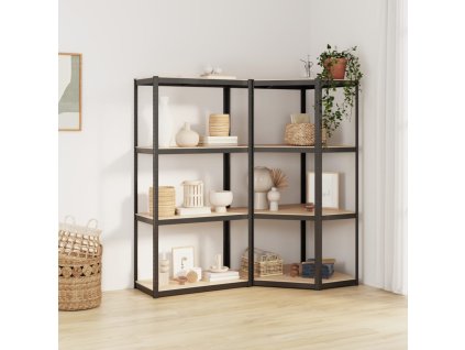 vidaXL 4-vrstvové police 2 ks antracitové oceľ a spracované drevo