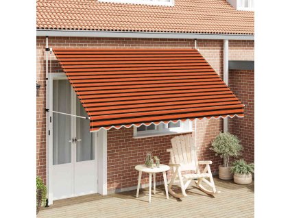 vidaXL Ručne zaťahovacia markíza 350 cm oranžová a hnedá