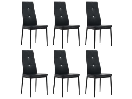 vidaXL Jedálenské stoličky 6 ks čierne umelá koža
