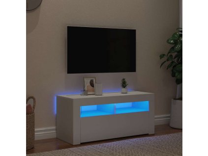 vidaXL TV skrinka s LED svetlami biela 90x35x40 cm